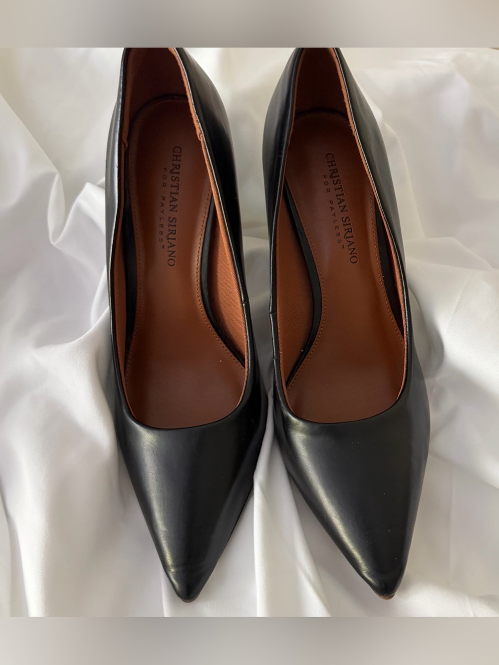Christian Siriano Black Pointed Toe Heels Leather Pumps Sz 9.5